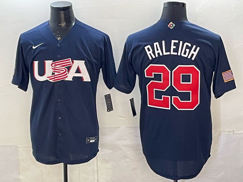 Men 2026 World Cub USA #29 Raleigh Blue Nike MLB Jersey style 01
